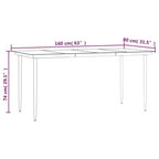 vidaXL Garten-Essgruppe Tisch und Stühle Grau und Schwarz Polyrattan und Stahl – 160 cm Tischlänge 4 Stühle