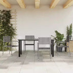 vidaXL Garten-Essgruppe Tisch und Stühle Grau und Schwarz Polyrattan und Stahl – 160 cm Tischlänge 4 Stühle