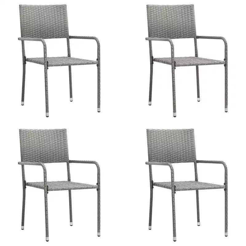vidaXL Garten-Essgruppe Tisch und Stühle Grau und Schwarz Polyrattan und Stahl – 160 cm Tischlänge 4 Stühle