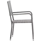 vidaXL Garten-Essgruppe Tisch und Stühle Grau und Schwarz Polyrattan und Stahl – 160 cm Tischlänge 4 Stühle