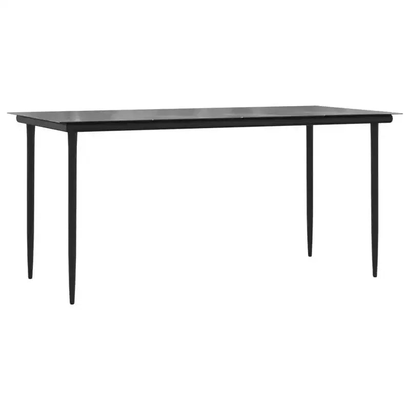 vidaXL Garten-Essgruppe Tisch und Stühle Grau und Schwarz Polyrattan und Stahl – 160 cm Tischlänge 4 Stühle
