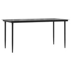 vidaXL Garten-Essgruppe Tisch und Stühle Grau und Schwarz Polyrattan und Stahl – 160 cm Tischlänge 4 Stühle