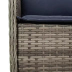 vidaXL 9-teiliges Garten-Essgruppe – Grau Polyrattan & Massives Akazienholz mit marineblauen Kissen – Wetterfestes Gartenmöbel-Set