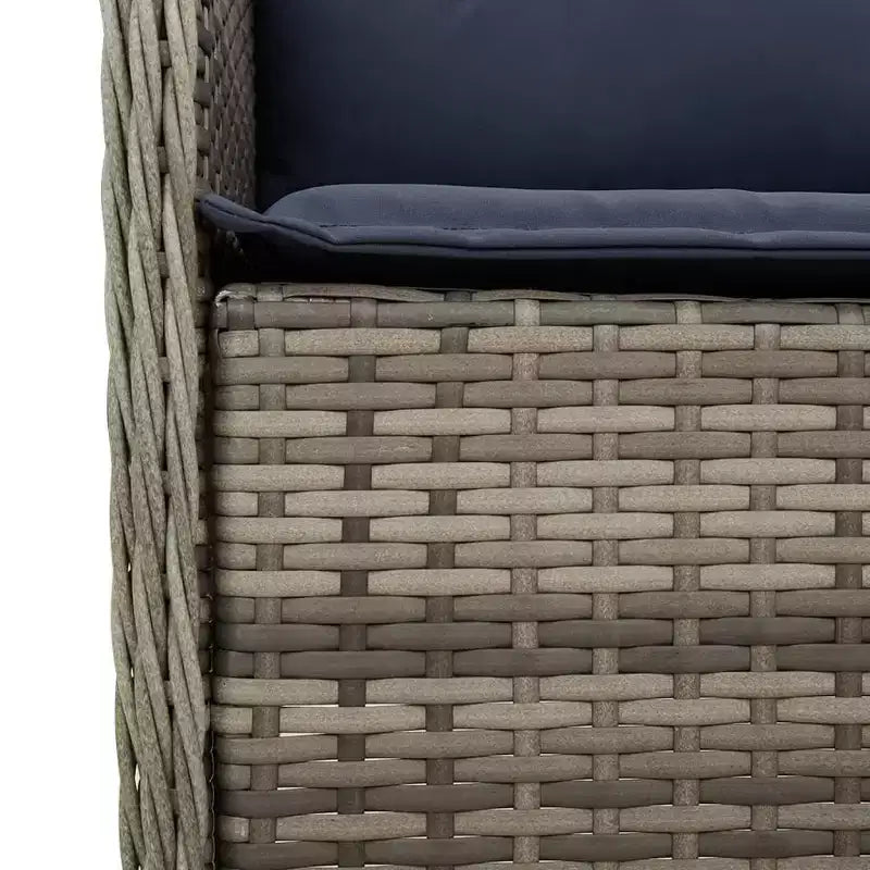 vidaXL 9-teiliges Garten-Essgruppe – Grau Polyrattan & Massives Akazienholz mit marineblauen Kissen – Wetterfestes Gartenmöbel-Set