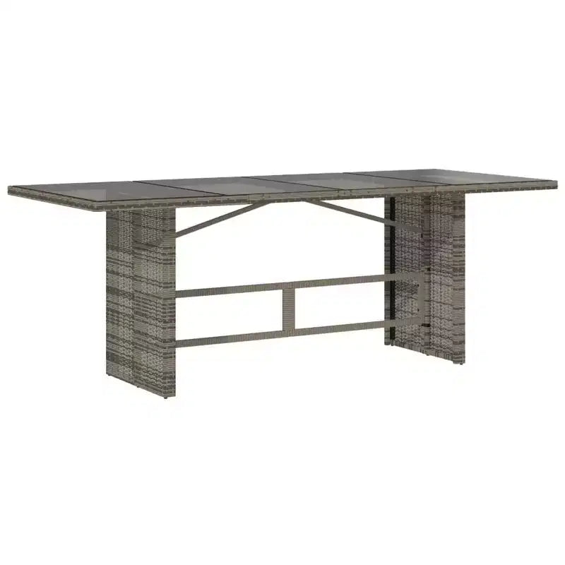 vidaXL 7-teiliges Gartenmöbel-Set – Graues Polyrattan mit marineblauen Kissen, verstellbare Sessel, Tischplatte aus gehärtetem Glas für Garten/Outdoor