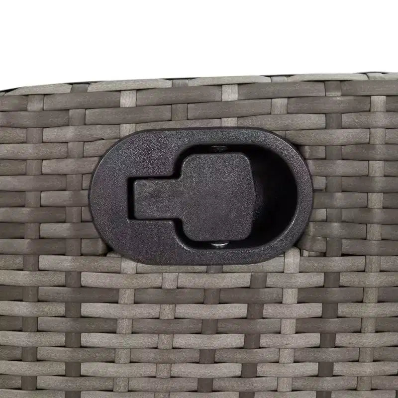 vidaXL 7-teiliges Gartenmöbel-Set – Graues Polyrattan mit marineblauen Kissen, verstellbare Sessel, Tischplatte aus gehärtetem Glas für Garten/Outdoor