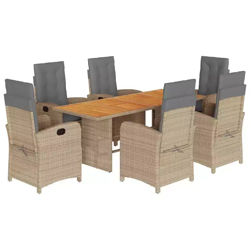 vidaXL Patio Dining Set with Cushions Outdoor Garden Seating Gray Poly Rattan
