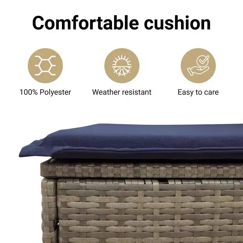 vidaXL Gartensitzgruppe mit Kissen Outdoor Gartenmöbel Grau Polyrattan