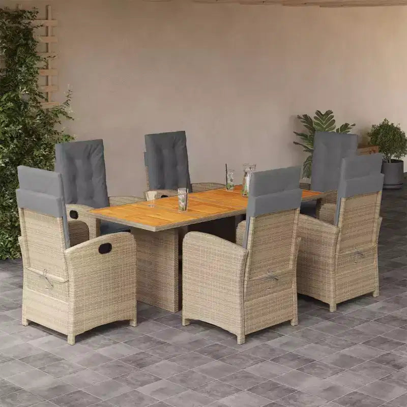 vidaXL Gartensitzgruppe mit Kissen Outdoor Gartenmöbel Grau Polyrattan
