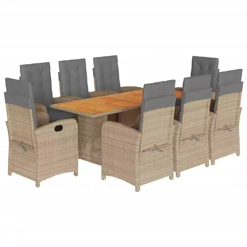 vidaXL Patio Dining Set with Cushions Outdoor Garden Seating Poly Rattan