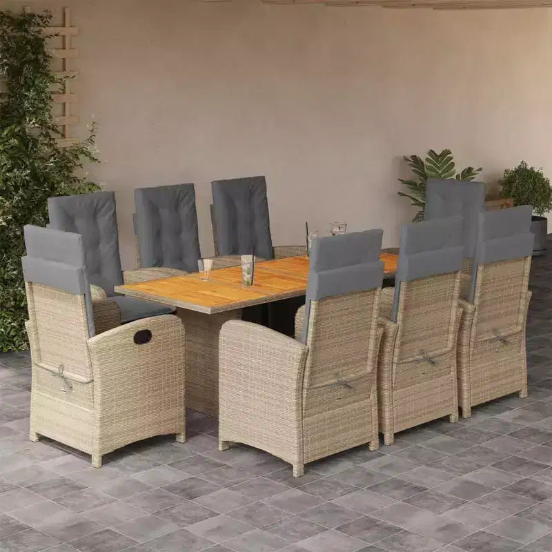 vidaXL Terrassen-Essgruppe mit Kissen Outdoor Gartenmöbel Polyrattan