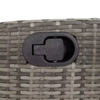 vidaXL 9-teiliges Essgruppe für den Außenbereich – Grau, Polyrattan mit verstellbaren Stühlen, marineblauen Kissen und Tisch aus gehärtetem Glas