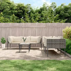 vidaXL 7-teiliges Garten-Lounge-Set mit Kissen Grau Polyrattan