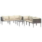 vidaXL 7-teiliges Garten-Lounge-Set mit Kissen Grau Polyrattan