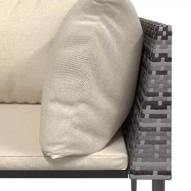 vidaXL 7-teiliges Garten-Lounge-Set mit Kissen Grau Polyrattan