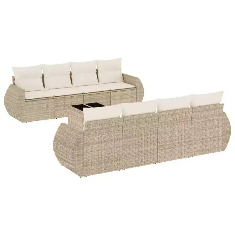 vidaXL Garden Sofa Set Beige PE Rattan Large Modular Garden Sofa Set