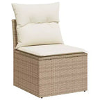 vidaXL Garten-Sofa-Set Beige PE Rattan Großes modulares Garten-Sofa-Set