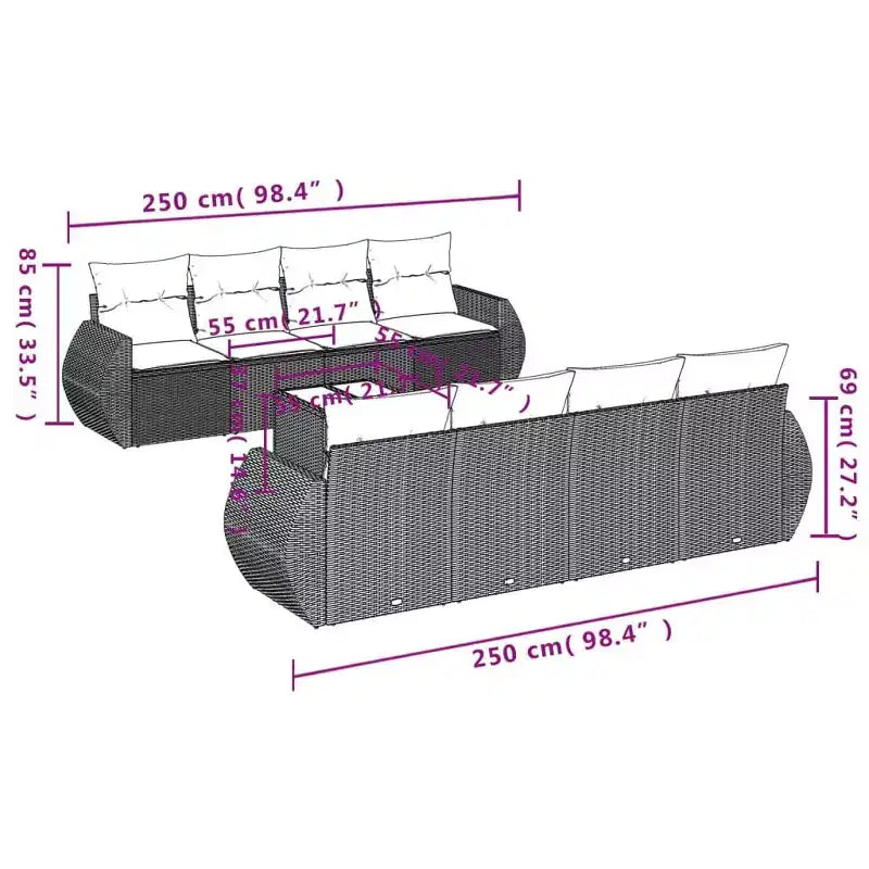vidaXL Garten-Sofa-Set Beige PE Rattan Großes modulares Garten-Sofa-Set