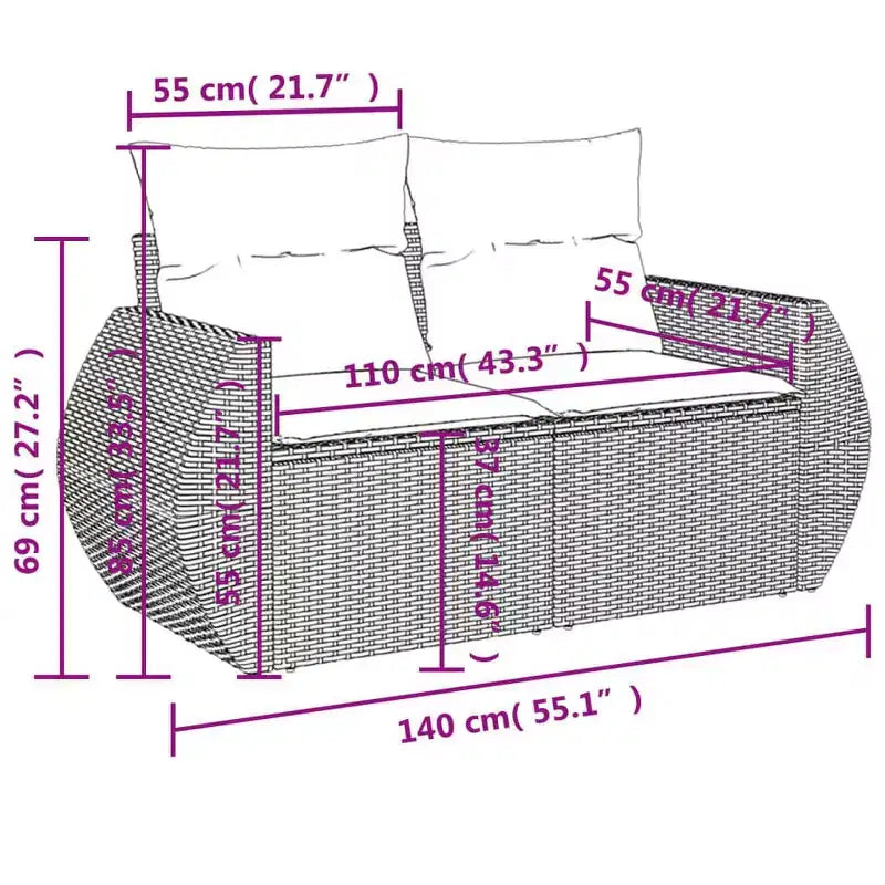 vidaXL Garten-Sofa-Set Beige PE Rattan Großes modulares Garten-Sofa-Set