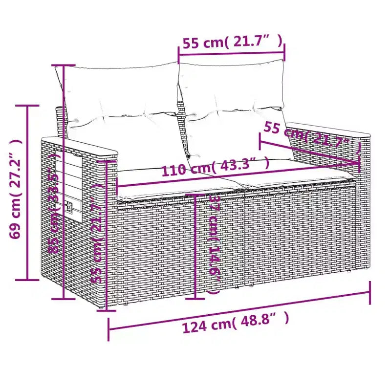 vidaXL Garten-Sofa-Set Grau, Dunkelgrau
