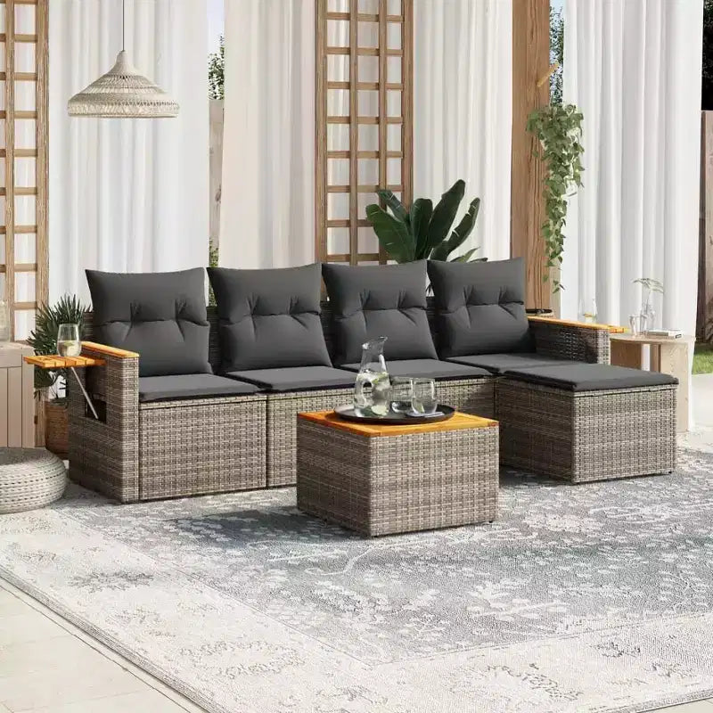 vidaXL Garten-Sofa-Set Grau, Dunkelgrau