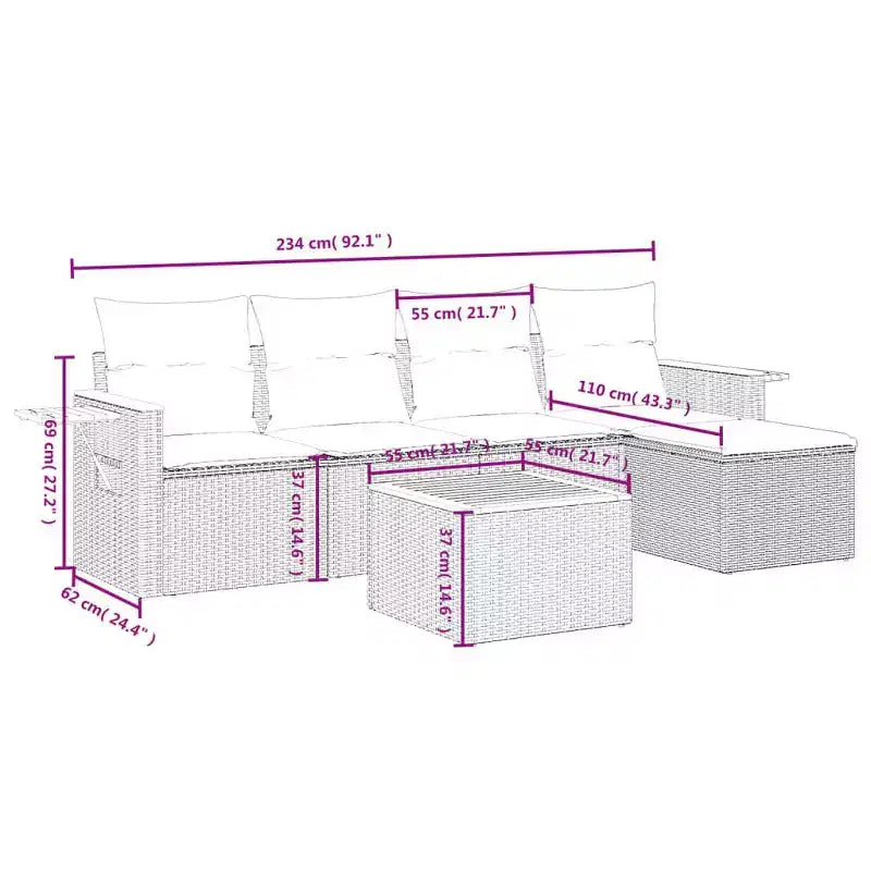 vidaXL Garten-Sofa-Set Grau, Dunkelgrau