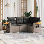 vidaXL Gartensofa-Set Grau Polyrattan Große Verstellbare Füße