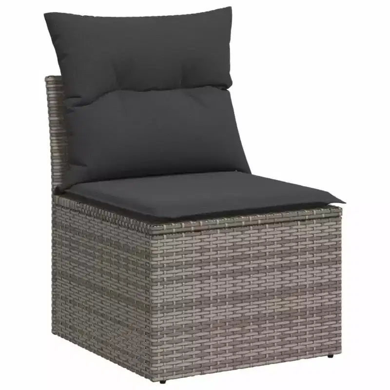 vidaXL Gartensofa-Set Grau Polyrattan Große Verstellbare Füße