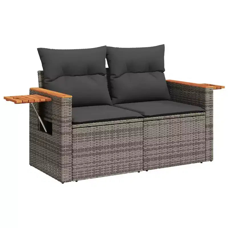 vidaXL Gartensofa-Set Grau Polyrattan Große Verstellbare Füße