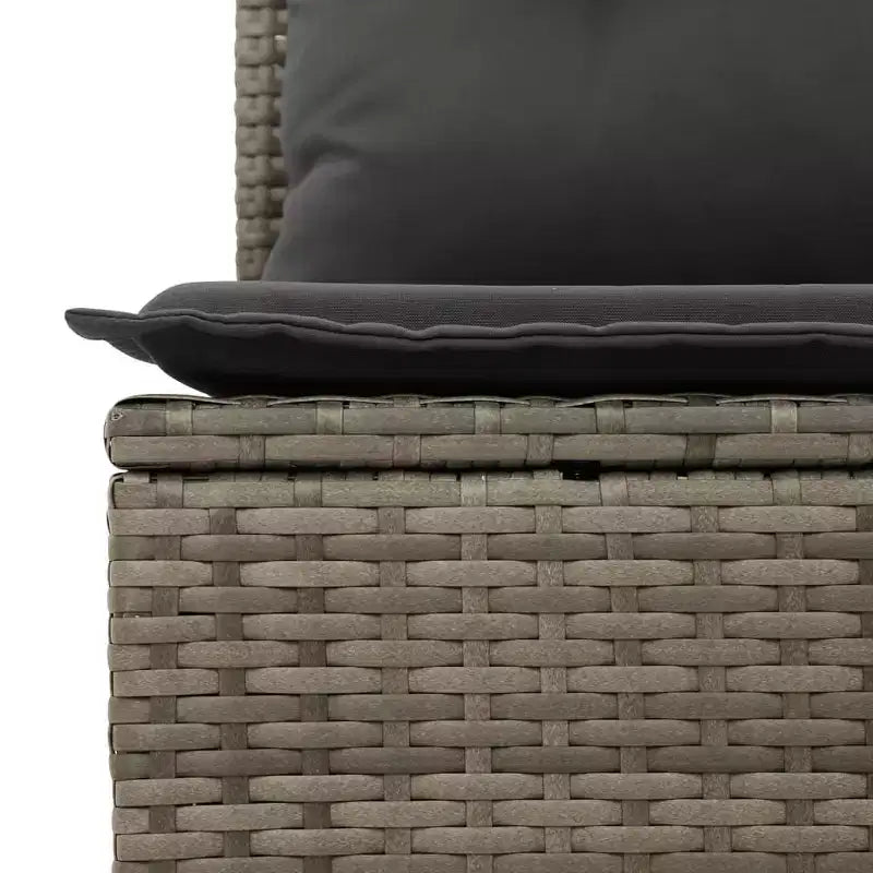 vidaXL Gartensofa-Set Grau Polyrattan Große Verstellbare Füße