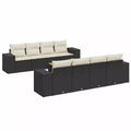 vidaXL Patio Sofa Set with Cushions Outdoor Furniture 9 Piece Poly Rattan - Black and Cream