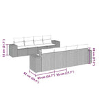 vidaXL Gartensitzgruppe mit Kissen Outdoor-Möbel 9-teilig Polyrattan - Schwarz und Creme