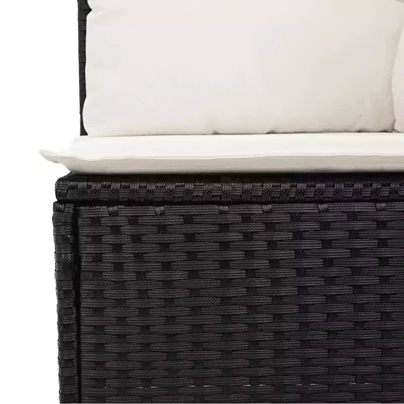 vidaXL Gartensitzgruppe mit Kissen Outdoor-Möbel 9-teilig Polyrattan - Schwarz und Creme