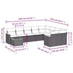 vidaXL 10-teiliges Loungeset mit Kissen Polyrattan Schwarz - Schwarz und Cremeweiß