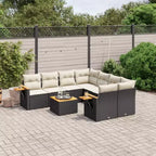 vidaXL Garten-Sofagarnitur Schwarz, Cremeweiß