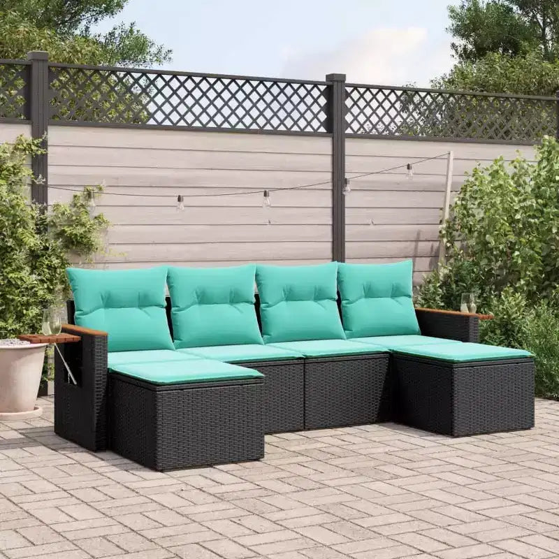 vidaXL Gartensitzgruppe Schwarz, Blau
