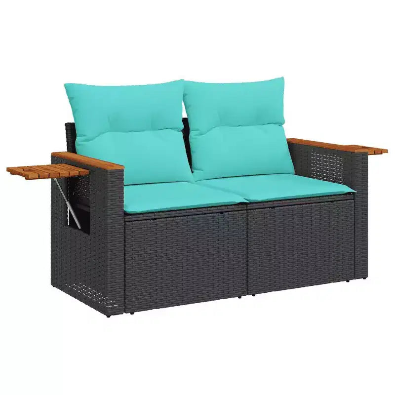 vidaXL Gartensitzgruppe Schwarz, Blau