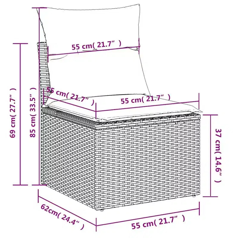 vidaXL Loungeset mit Kissen, Tisch und Sofas, 8-teilig, Polyrattan - Schwarz