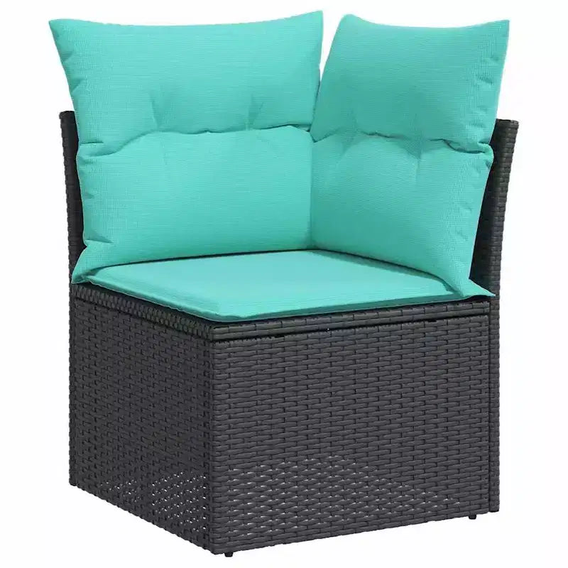 vidaXL Loungeset mit Kissen, Tisch und Sofas, 8-teilig, Polyrattan - Schwarz
