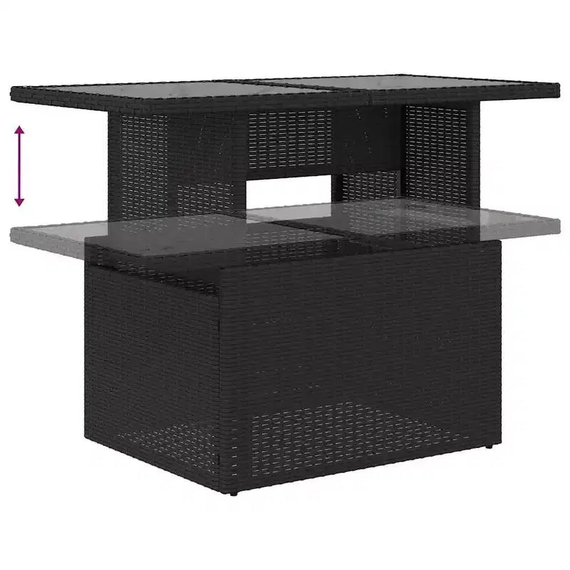 vidaXL Loungeset mit Kissen, Tisch und Sofas, 8-teilig, Polyrattan - Schwarz
