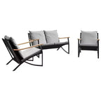vidaXL Patio Chairs with Cushions Seating Outdoor Garden Furniture Black Steel