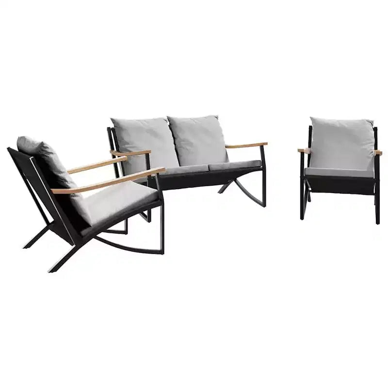 vidaXL Patio Chairs with Cushions Seating Outdoor Garden Furniture Black Steel
