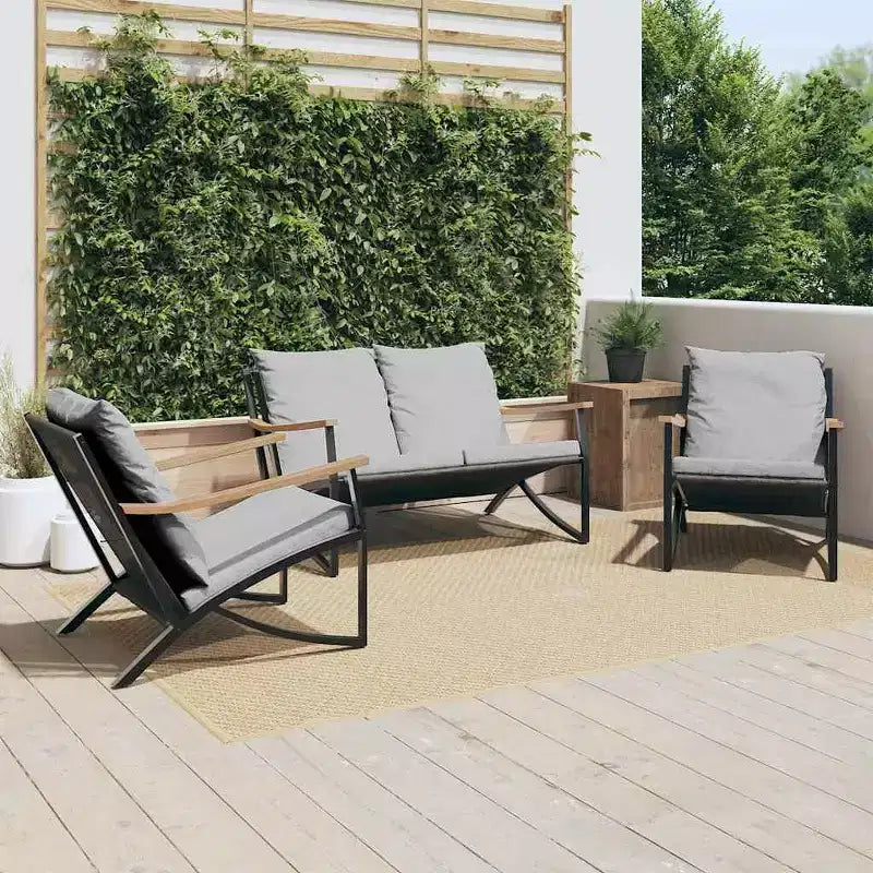 vidaXL Gartenstühle mit Kissen Sitzgelegenheiten Outdoor Gartenmöbel Schwarz Stahl