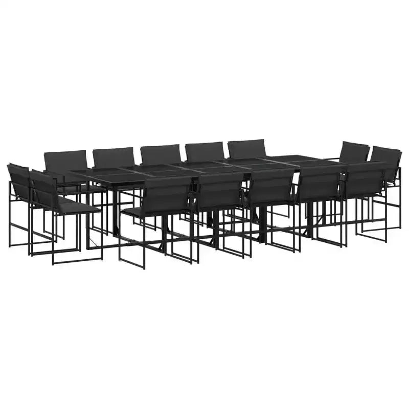 vidaXL 15 Piece Patio Dining Set with Cushions Black Textilene
