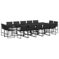 vidaXL 15 Piece Patio Dining Set with Cushions Black Textilene