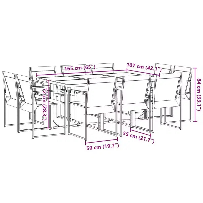 vidaXL Gartenessgruppe Gartentisch und Stühle Gartenmöbel Textilene