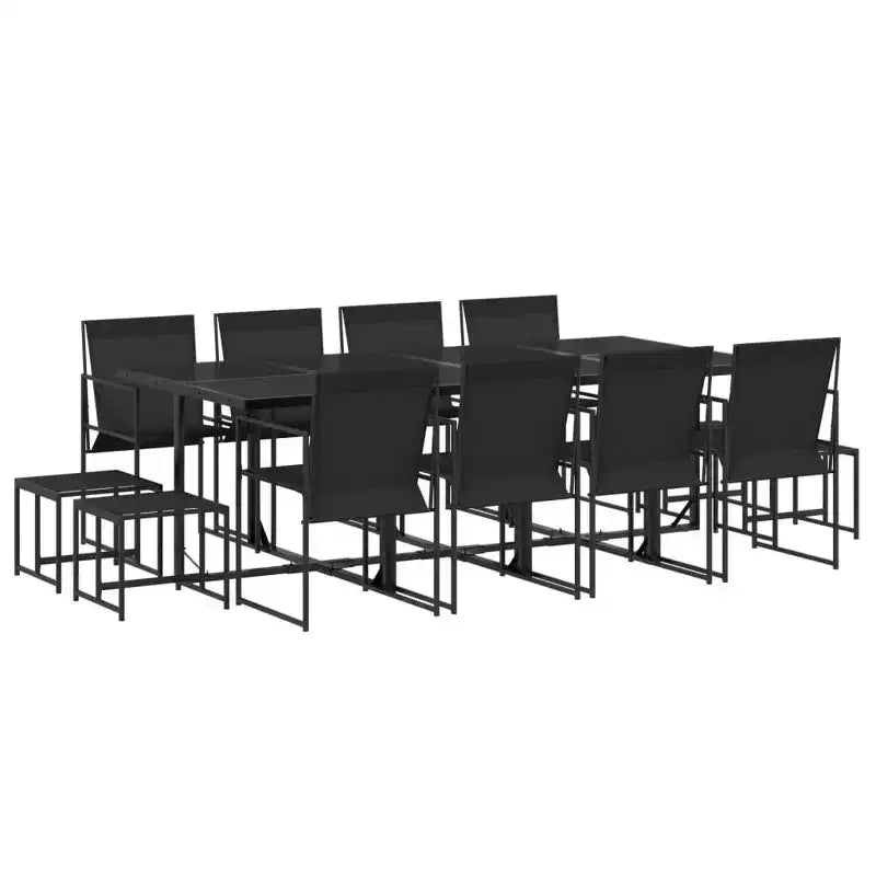 vidaXL Patio Dining Set Table and Chair Garden Outdoor Furniture Black Textilene