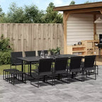 vidaXL Garten-Essgruppe Tisch und Stühle Gartenmöbel Outdoor Schwarz Textilene