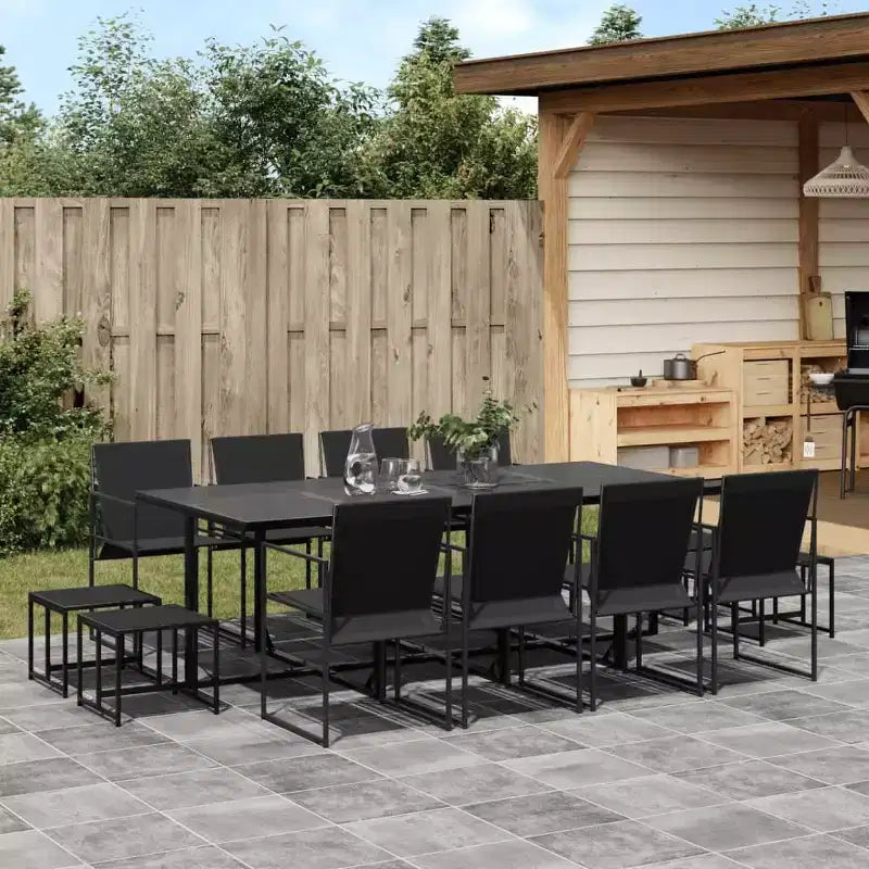 vidaXL Garten-Essgruppe Tisch und Stühle Gartenmöbel Outdoor Schwarz Textilene