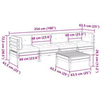 vidaXL Garten-Sofa-Set Wachsbraun Kiefer Massivholz, Oxford-Gewebe, PP-Baumwolle